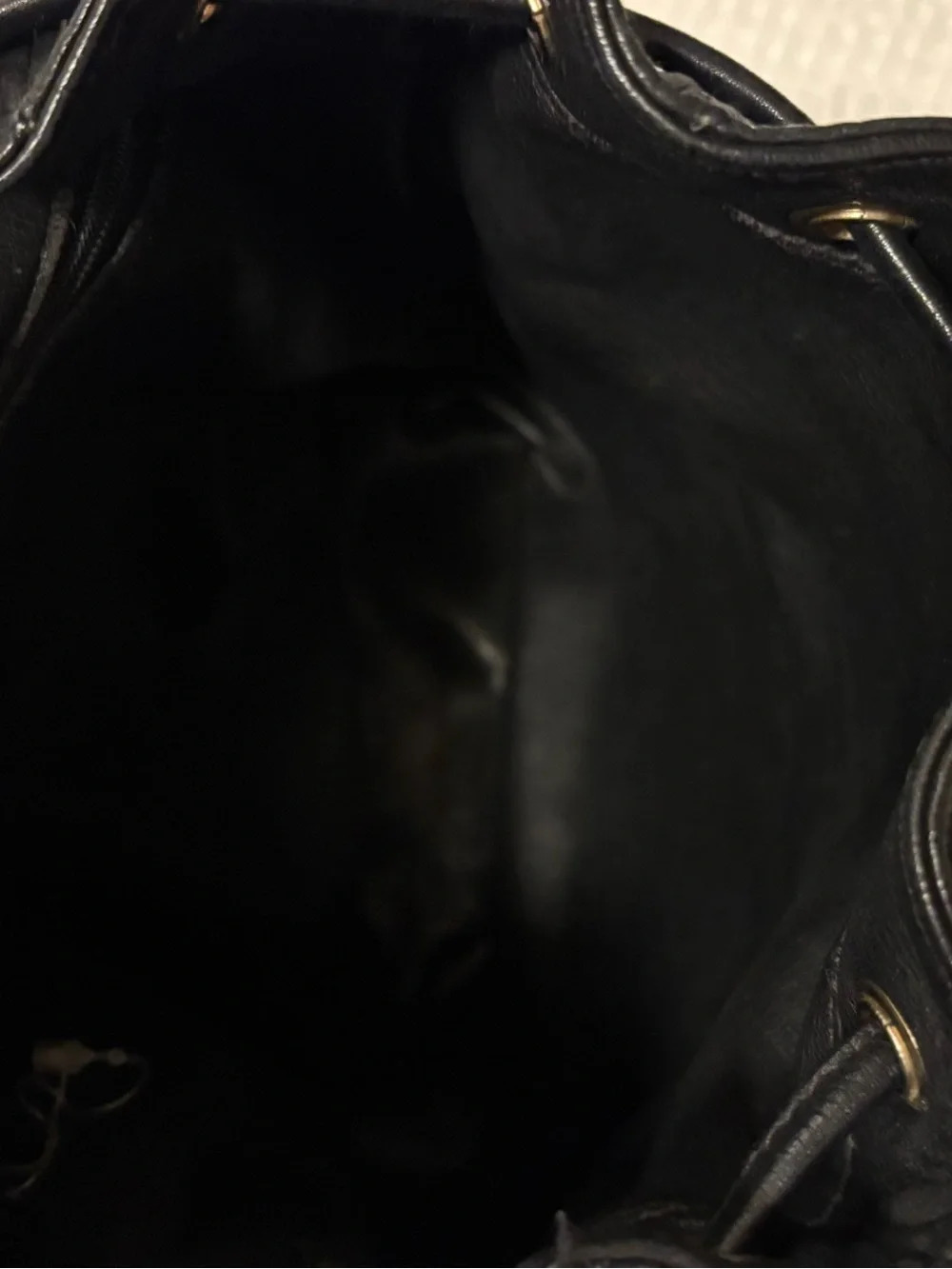 Perlina vintage Black Soft Leather Backpack with Gold Hardware
